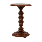 Solid oak Art Deco side table or pedestal with twisted base, France 1940s