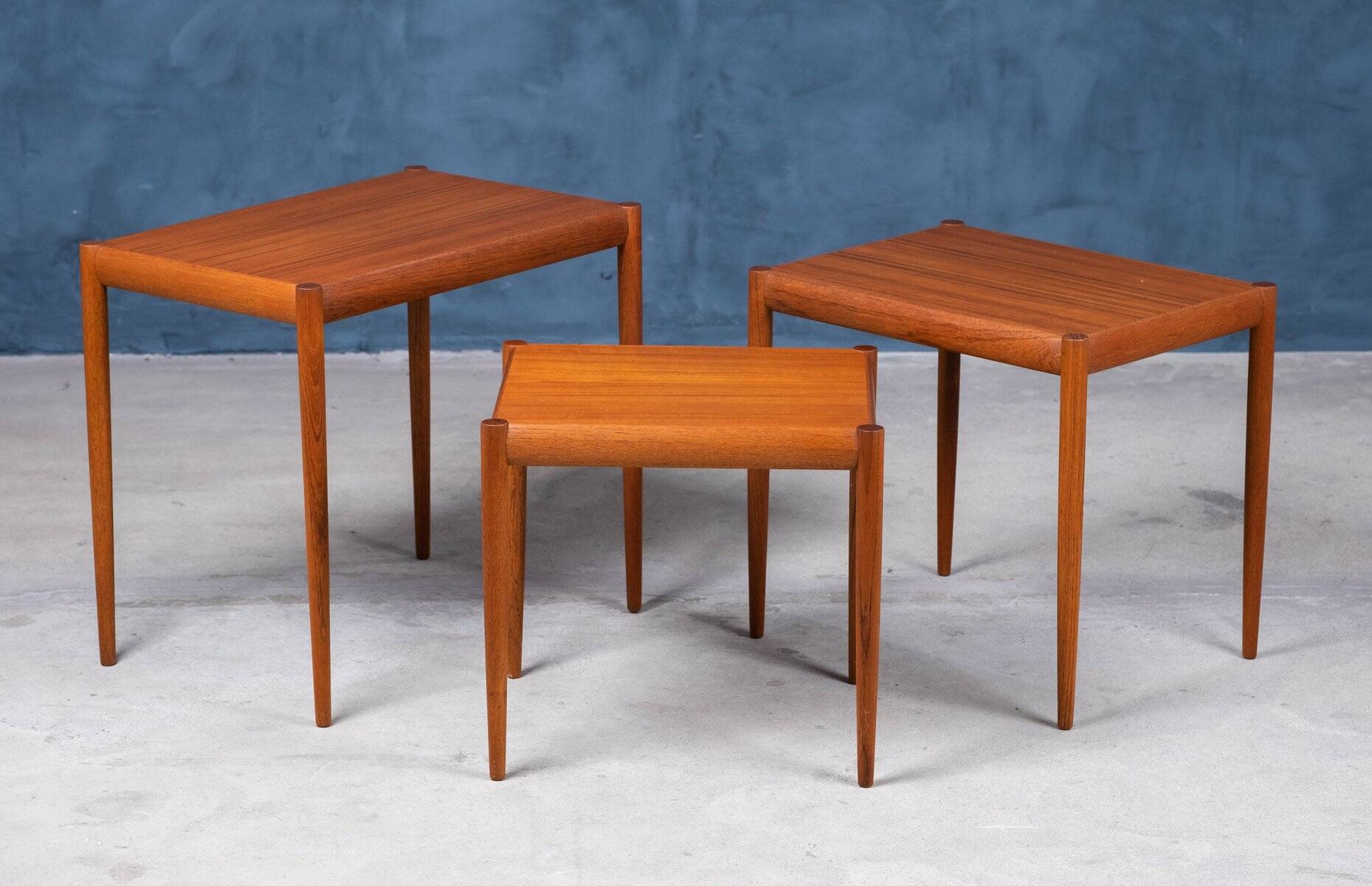 Tables Gigognes en Teck, Danemark, 1960s, Set de 3