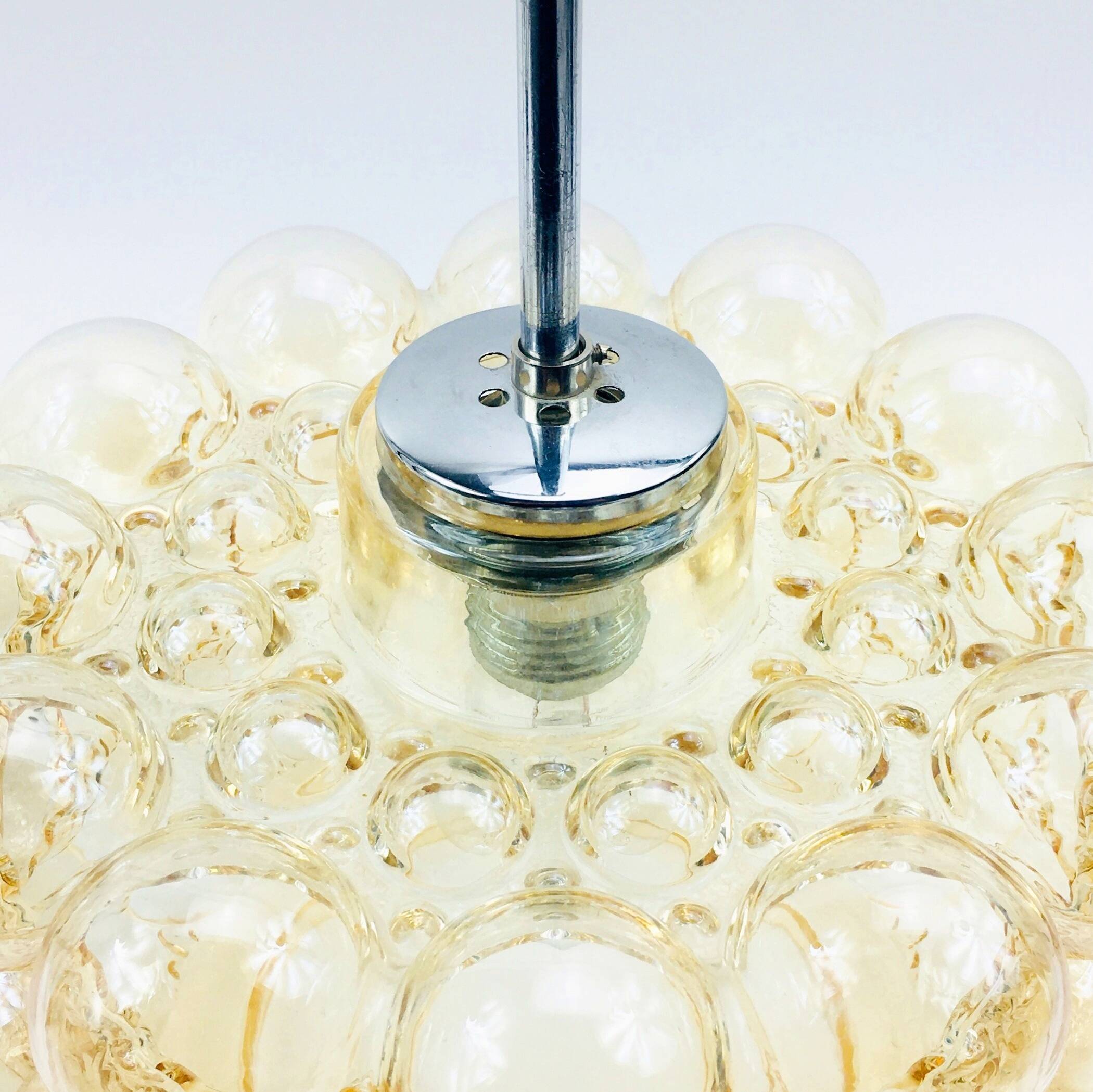 Mid-Century Amber Bubble Glass Ceiling Light by Helena Tynell for Limburg, Germany, 1960s