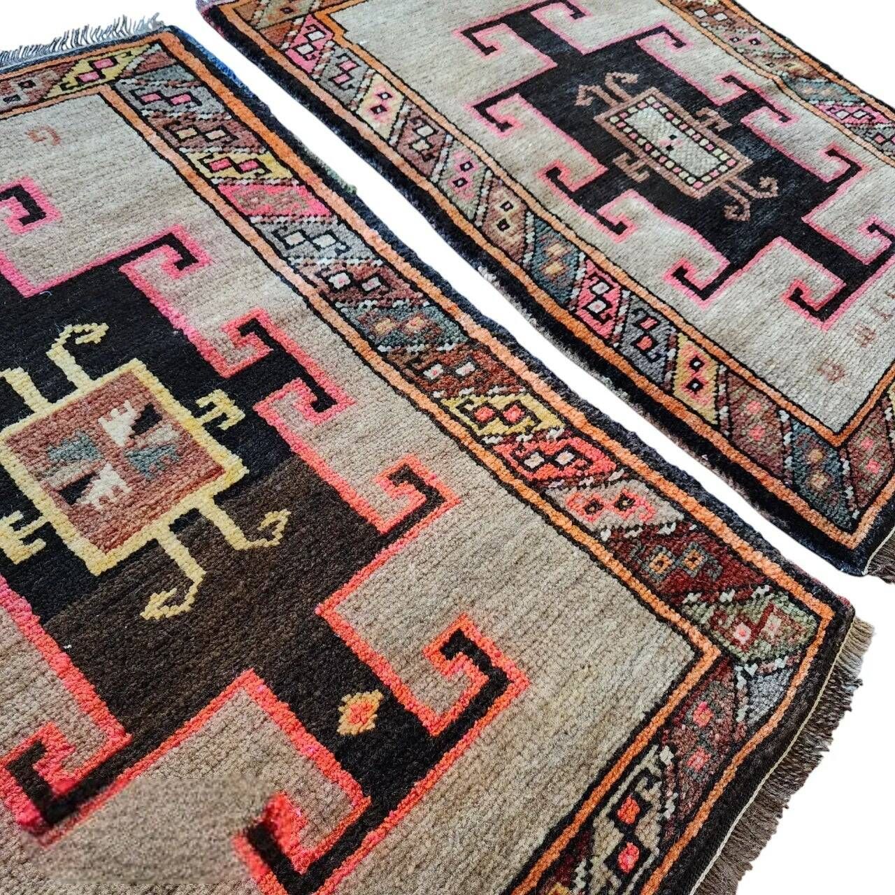 Set of 2 vintage handmade Turkish rugs 57x78 cm