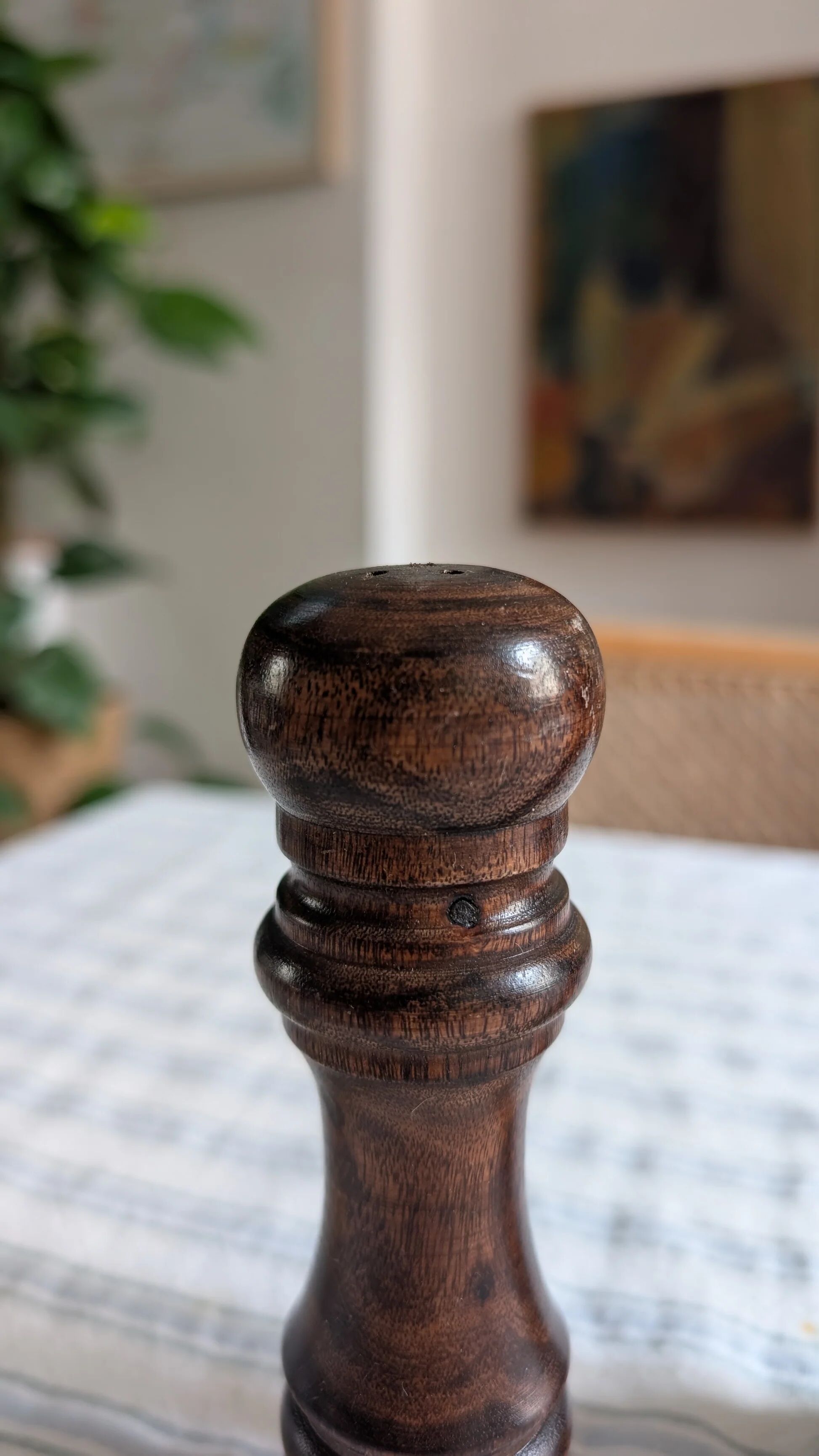 Pair of turned wooden salt and pepper mills