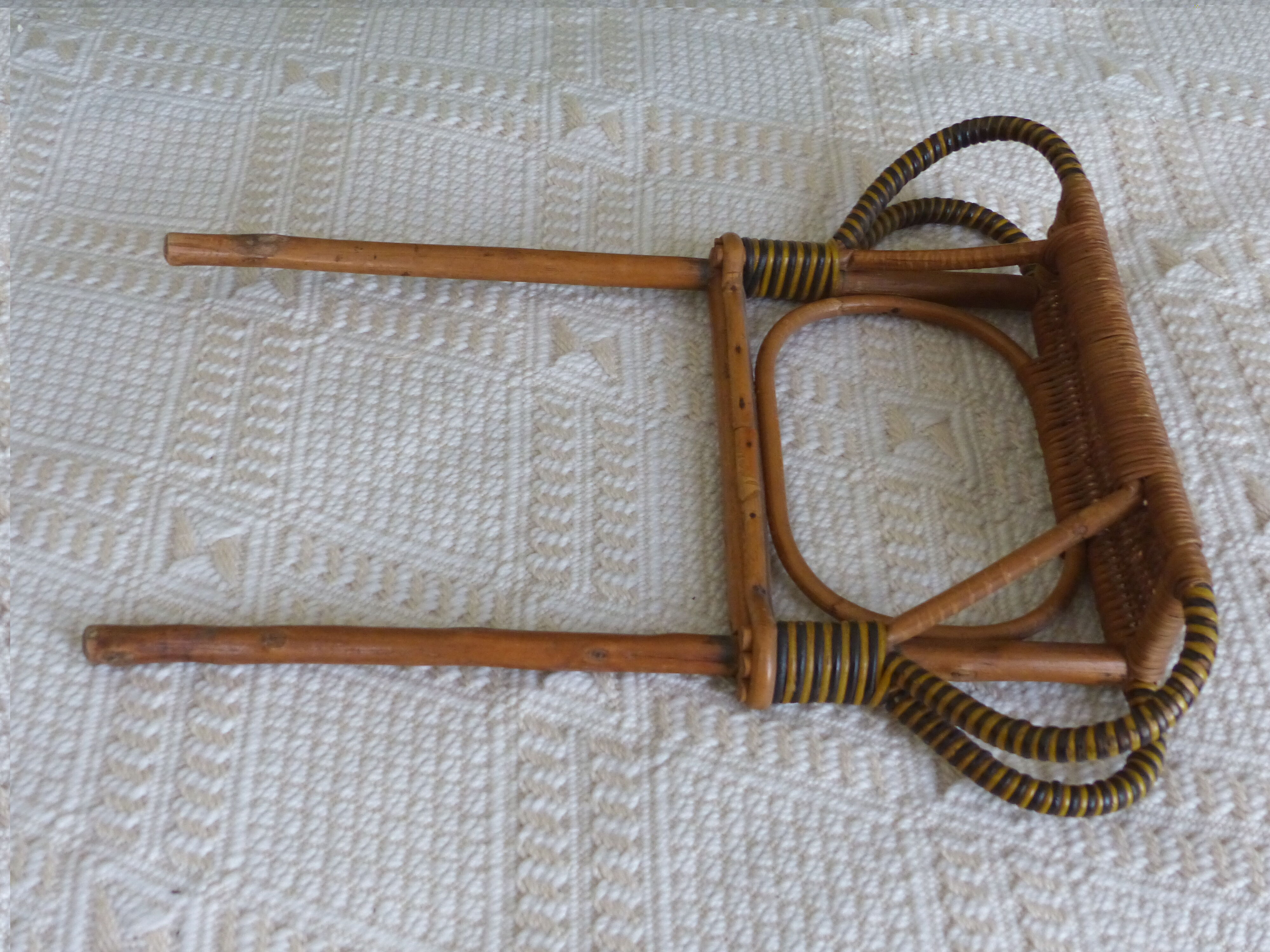 Chaise longue debut xx° en rotin, osier et bois