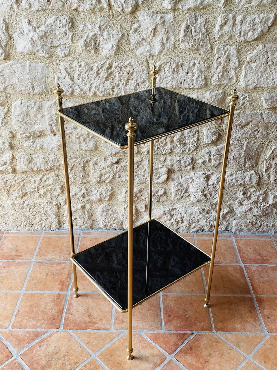 Vintage brass and glass side table circa 70's