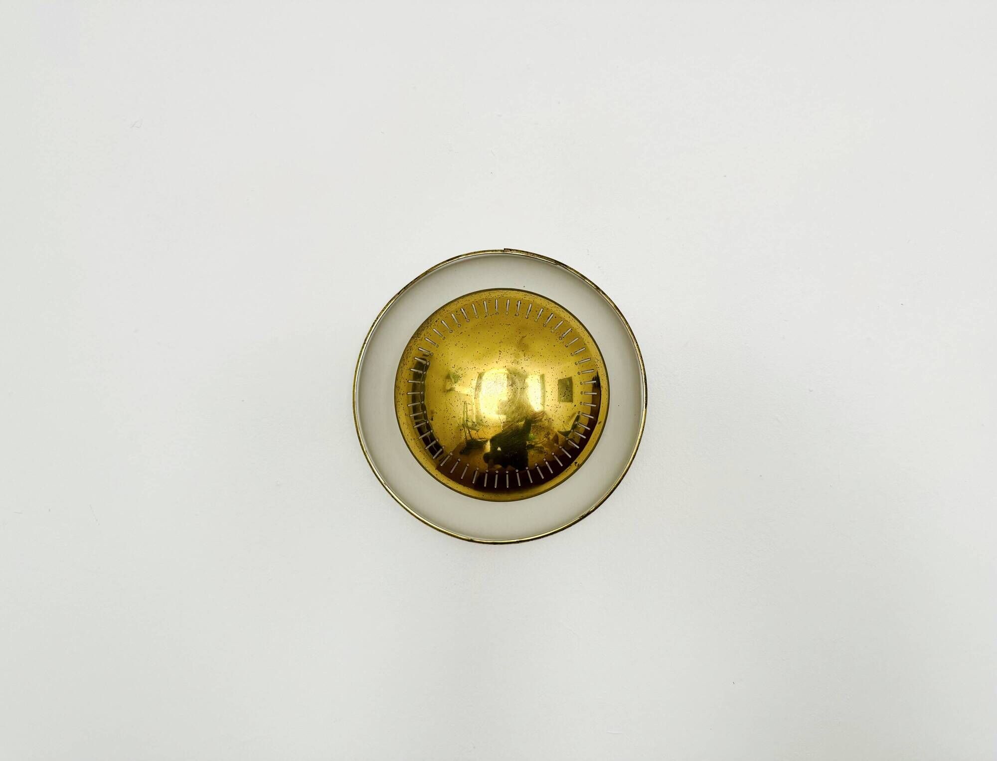 Beautiful Italian Brass Sunburst Wall or Flush Lamp
