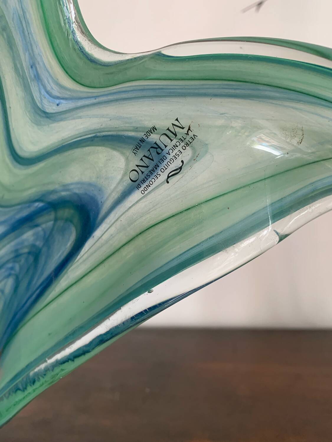 Vase vintage en verre de Murano bleu