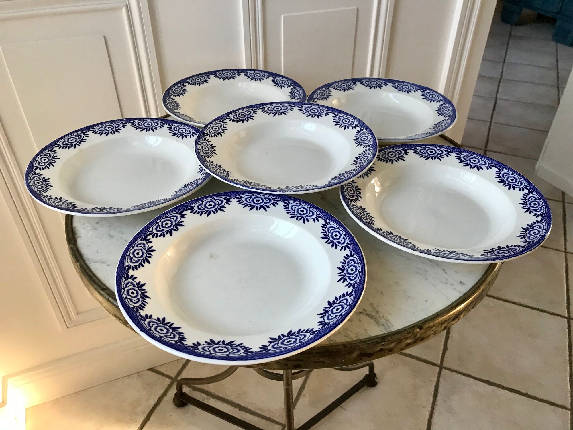 Set of 6 hollow plates Digoin Sarreguemines model Capri Casino 50s