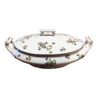 Medium sized tureen - Limoges - floral pattern - cornflower