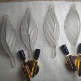 Pair of wall sconces with Italian leaf design in Barovier Murano style.