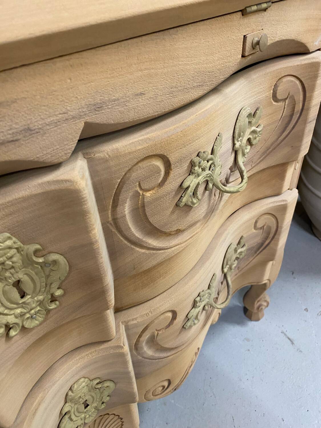 Louis XV secretary in raw wood