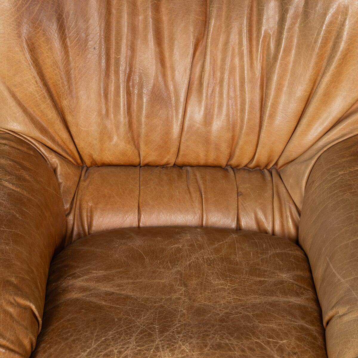 Vintage 20thc pair of italian leather lounge chairs by rossi di albizzate