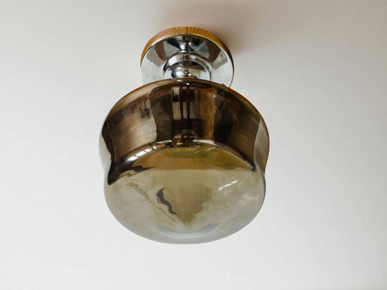 Pair Schoolhouse style semi-flush mount ceiling lamps