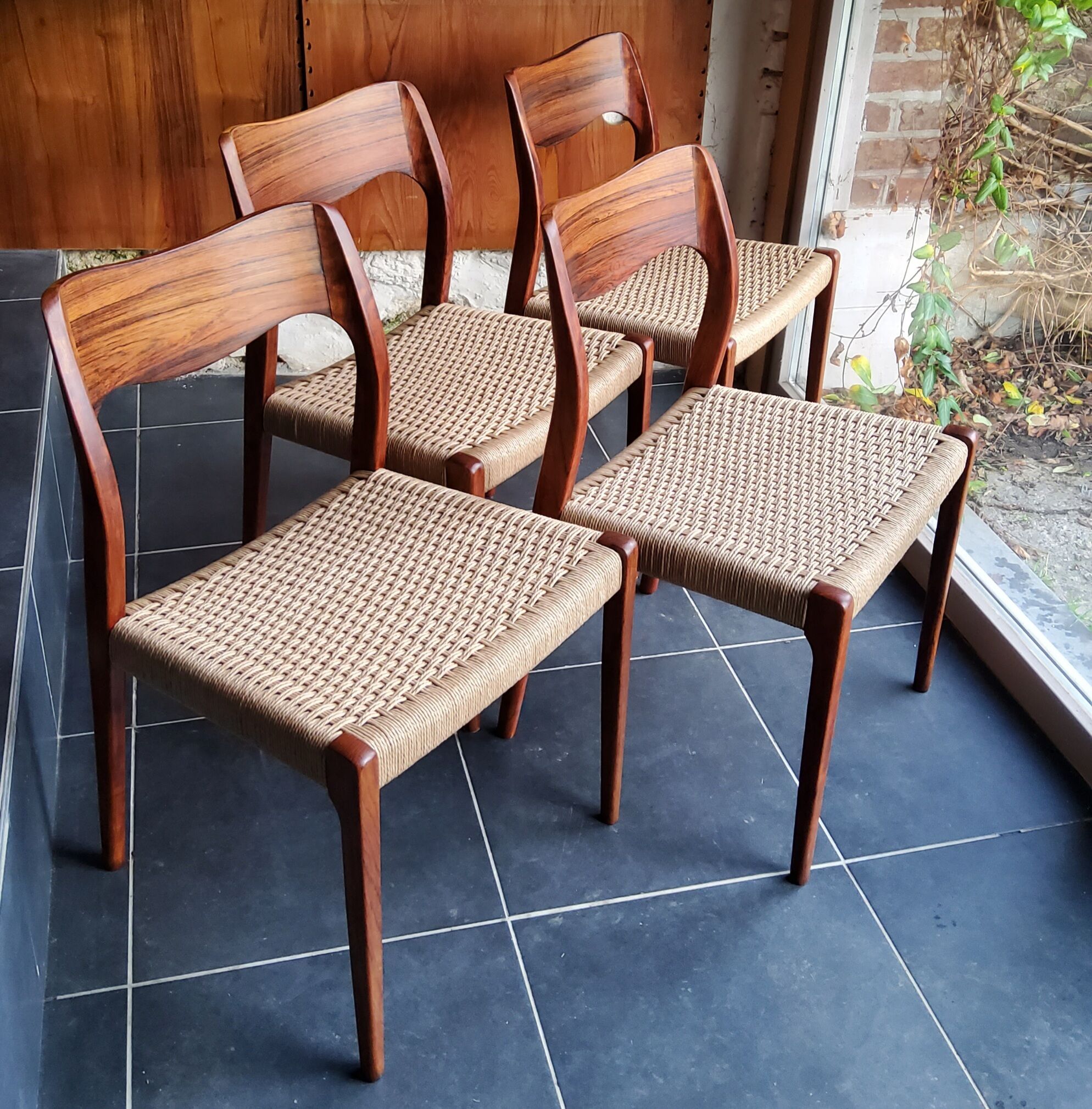 4 rosewood chairs by Niels Otto Møller model 71, Denmark 1950