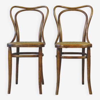 2 Bistro chairs No. 55- 3/4 by Kohn, circa 1905, caned