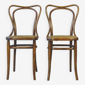 2 Chaises bistrot N° 55- 3/4 par Kohn , vers 1905, cannées