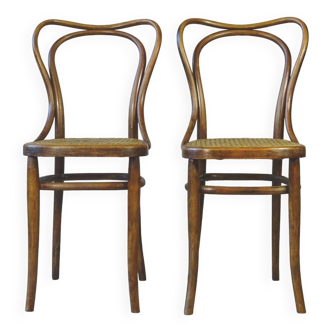 2 Chaises bistrot N° 55- 3/4 par Kohn , vers 1905, cannées