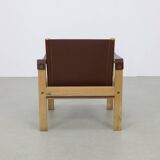 Fauteuils Safari en cuir et table basse par Carl Heinz Bergmiller, 1970