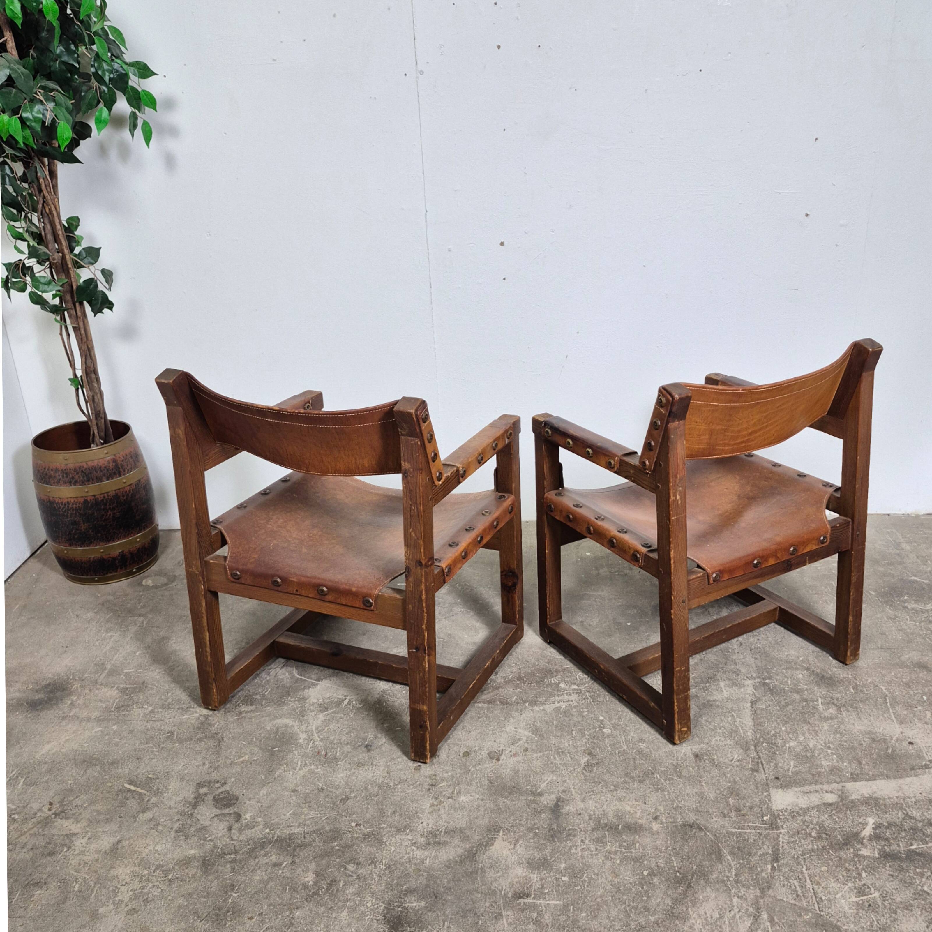 Ensemble de 2 fauteuils brutalistes de Biosca, Espagne, années 1950