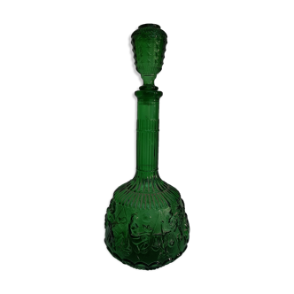 Empoli green glass bottle, zodiac signs