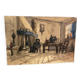 Watercolor signed 20th century school