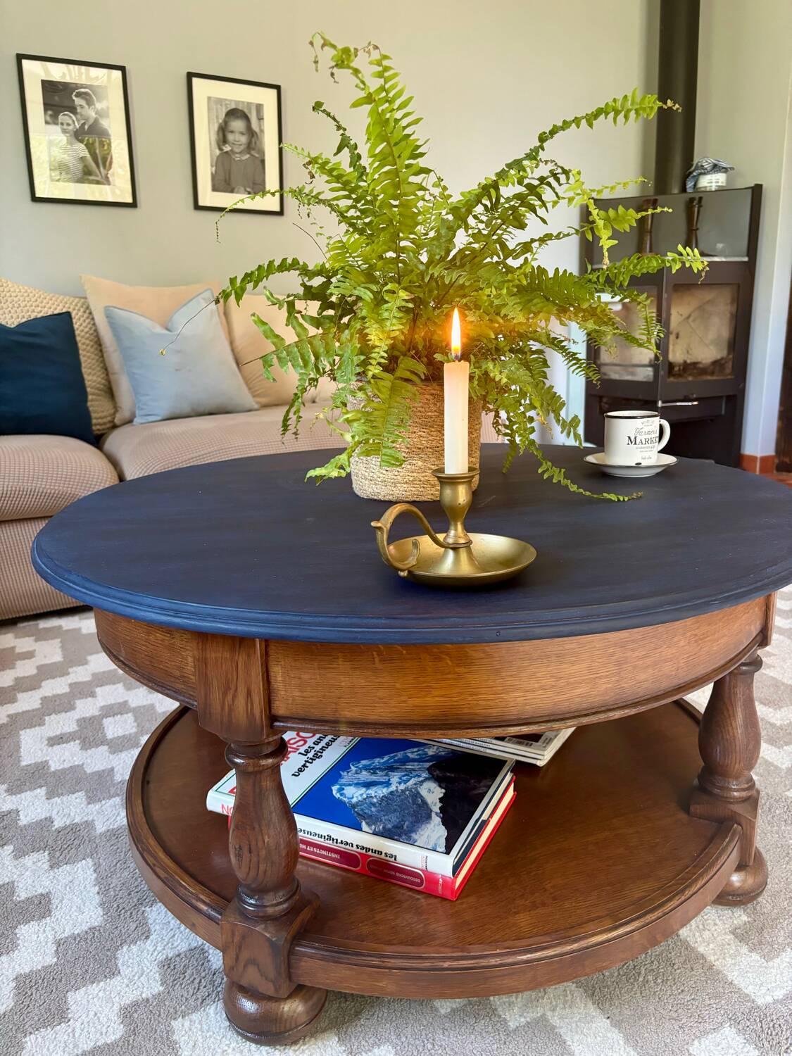 Table basse ronde en bois massif