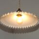 Vintage French Art Deco White Opaline Glass Pendant Light with Frilled Edge 5563