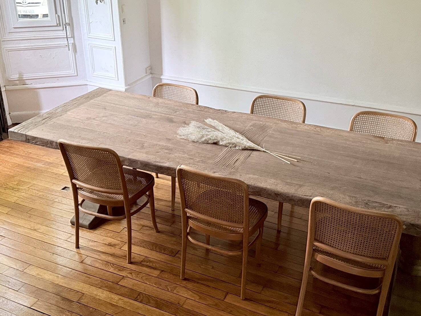 Monastery table - sun - in solid old oak - length 375 cm