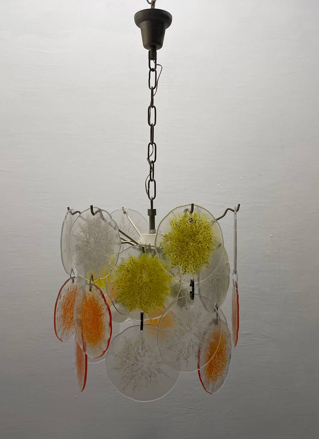 Murano Glass Disc Snowflake Chandelier 1960’s