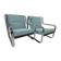 Set of 2 Italian chairs in chrome frame and completely reupholstered