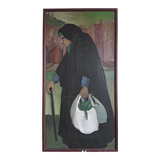Elena Brugo (born in 1938) oil on paper 1986 "end of market"