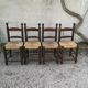 Set of 4 chairs in solid oak and straw