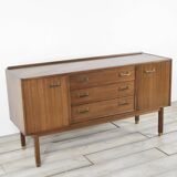 Midcentury G Plan 'E Gomme' Sideboard In Walnut And Brass. Vintage Modern /