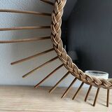 Vintage rattan sun mirror