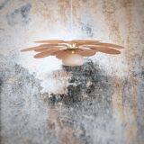 Old suspension vintage globe and petals in linen and rattan