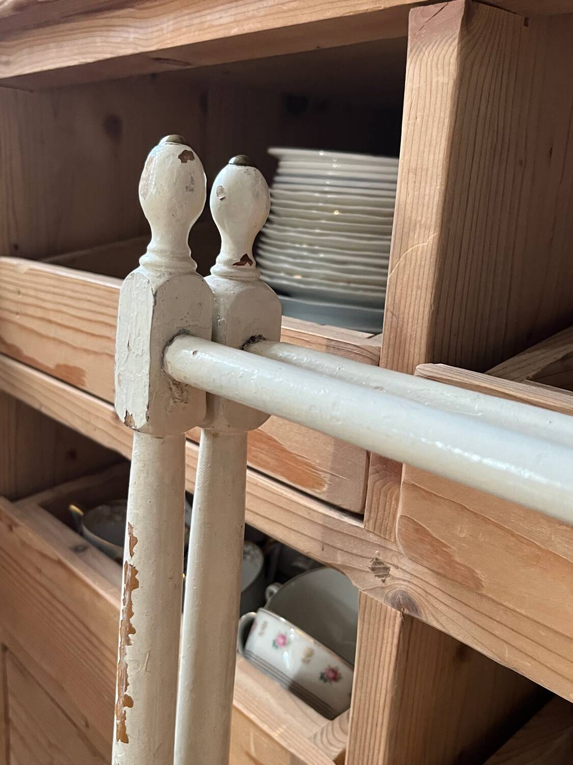 Old wooden towel rack