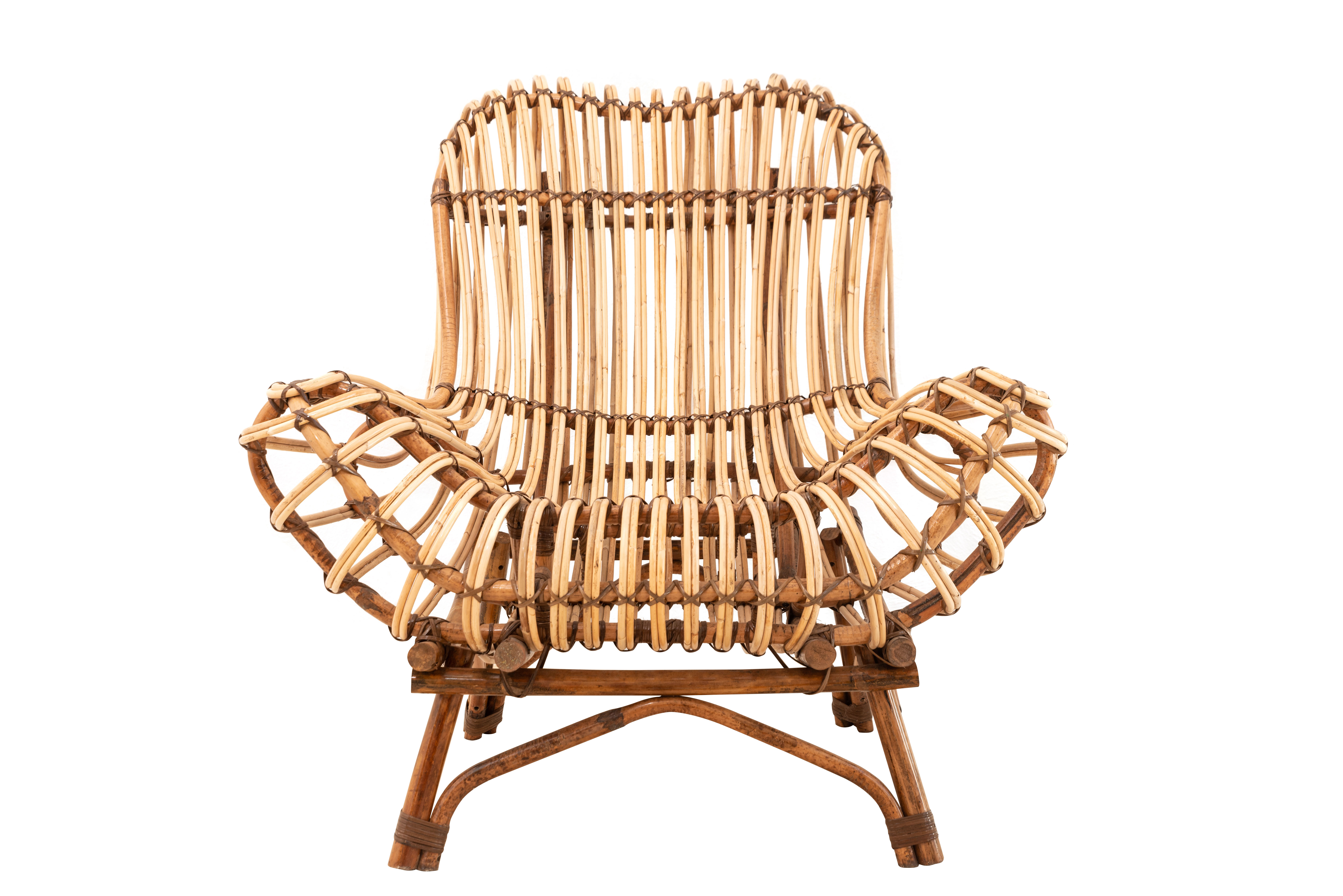 Armchair made of cane and rattan