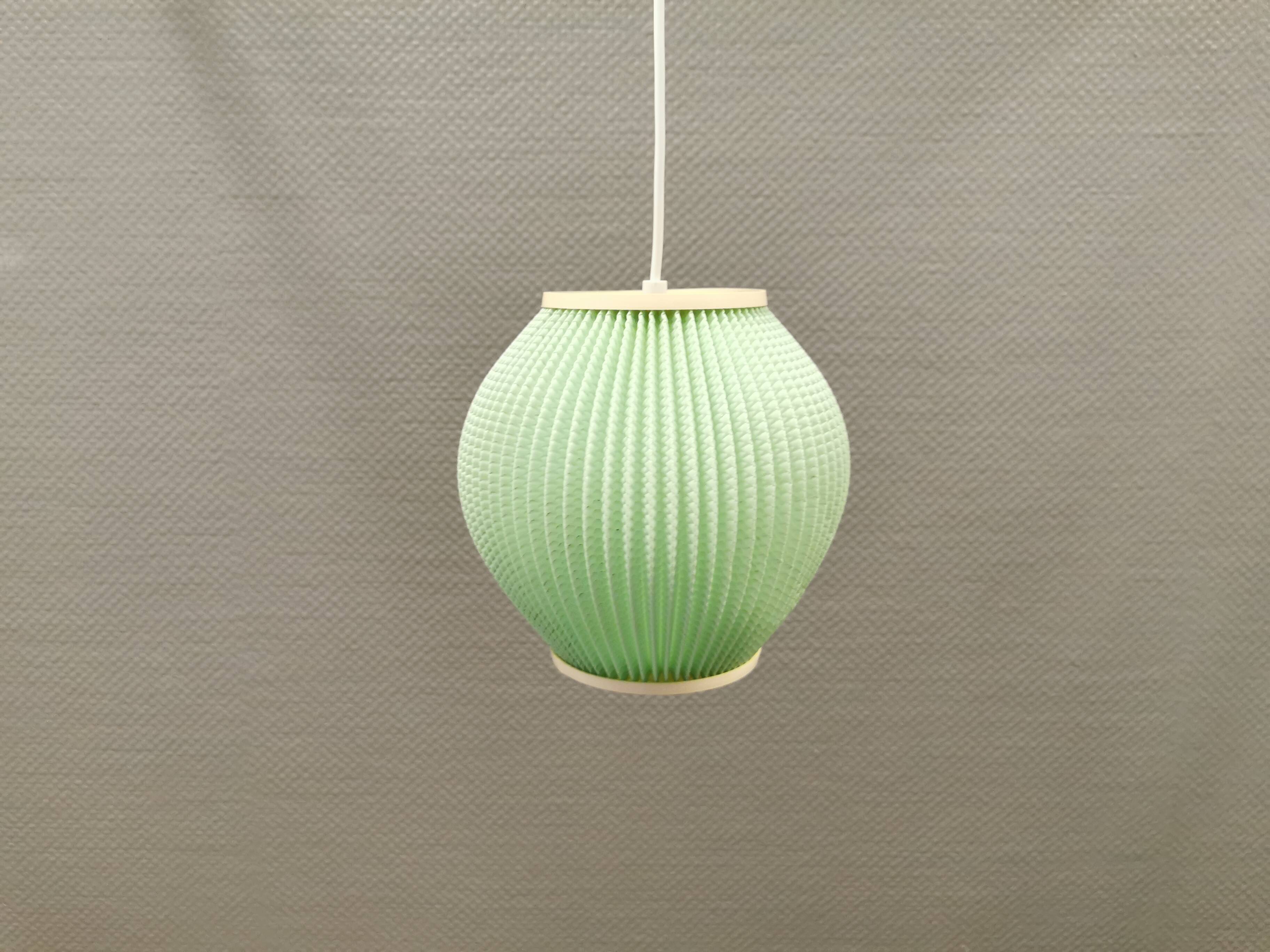Danish pleated hanging lamp, Pearl Shade, produced by Hoyrup Light and designed by Lars E Schiøler