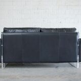 Vintage black leather sofa from Lavalina