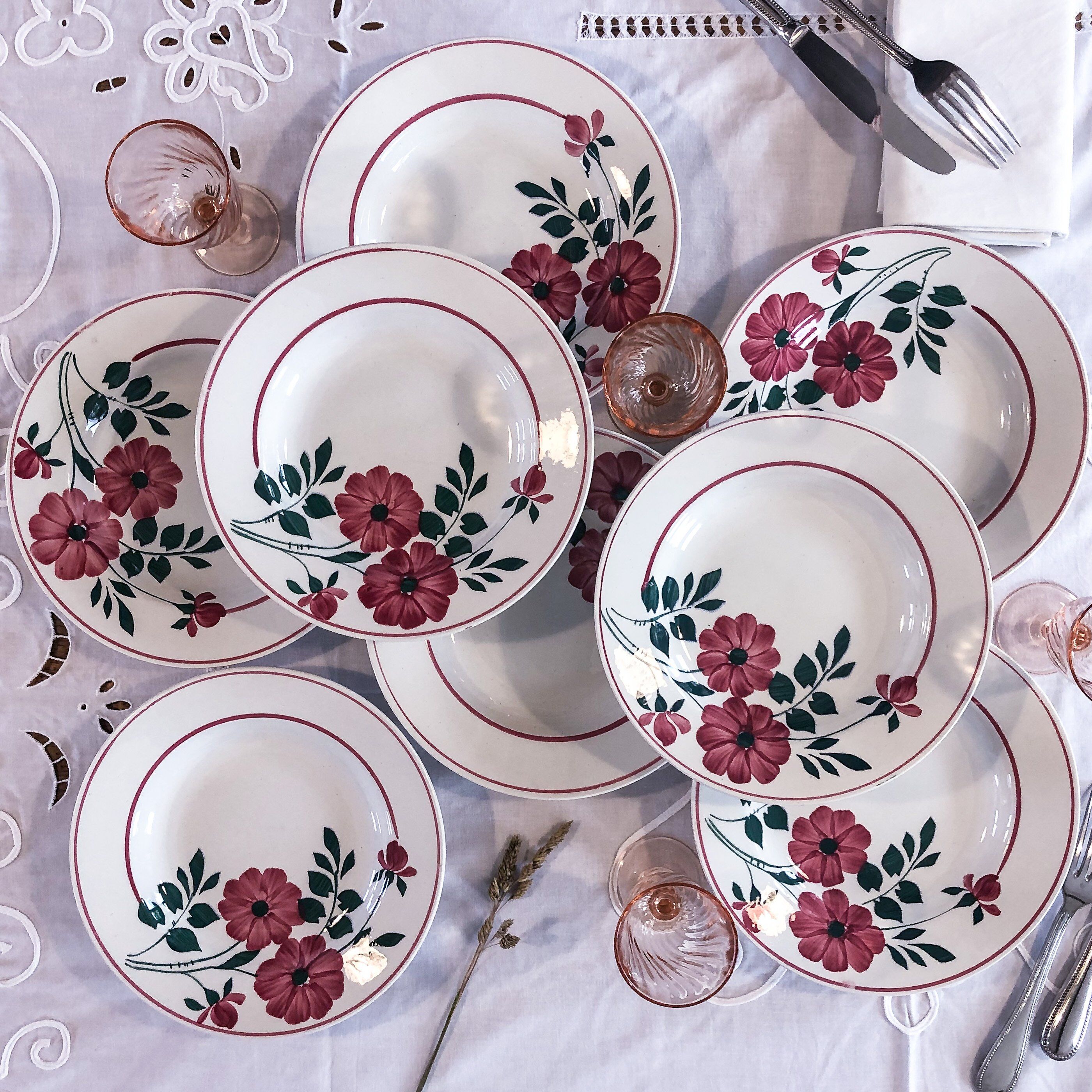 set of 8 hollow plates Primerose Ceranord