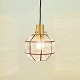 Mid-Century Glass & Brass Pendant Light from Limburg, Germany, 1960s/1970s