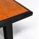 Vintage coffee table in wood burl and black lacquer, geometric inlay.