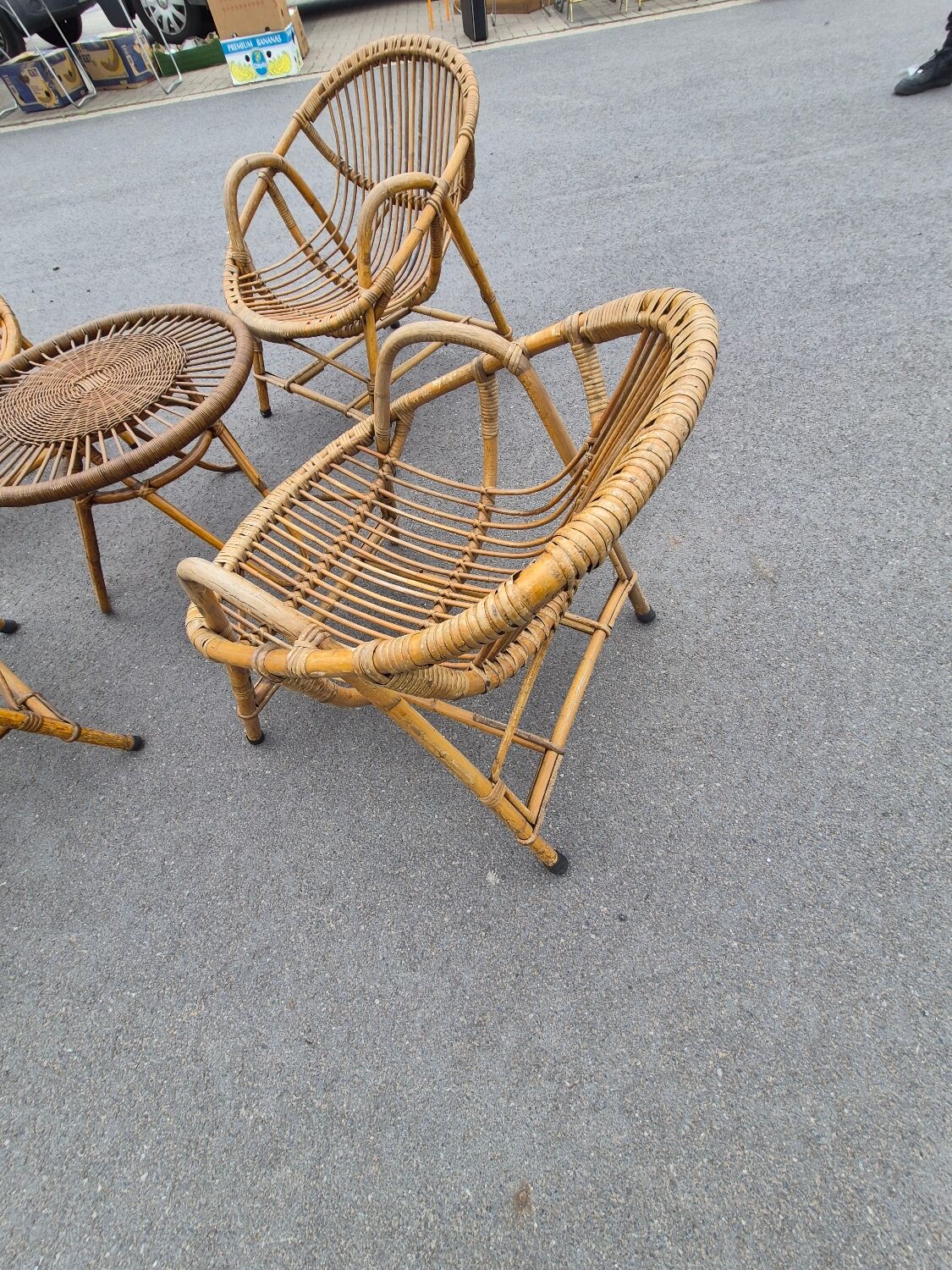 Vintage salon de jardin en rotin