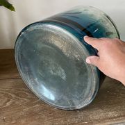 Large blue glass Dame Jeanne vase H45cm