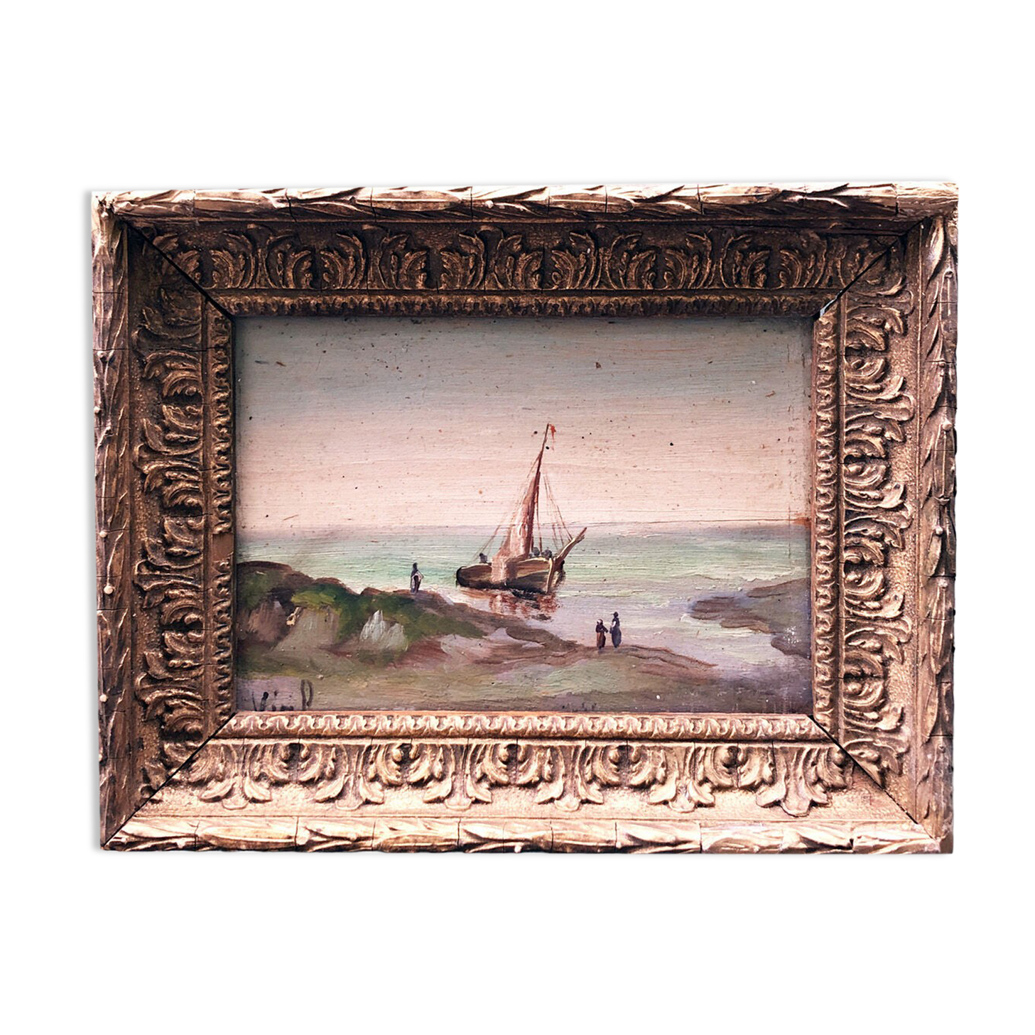 Tableau XIXème "Marine bretonne"