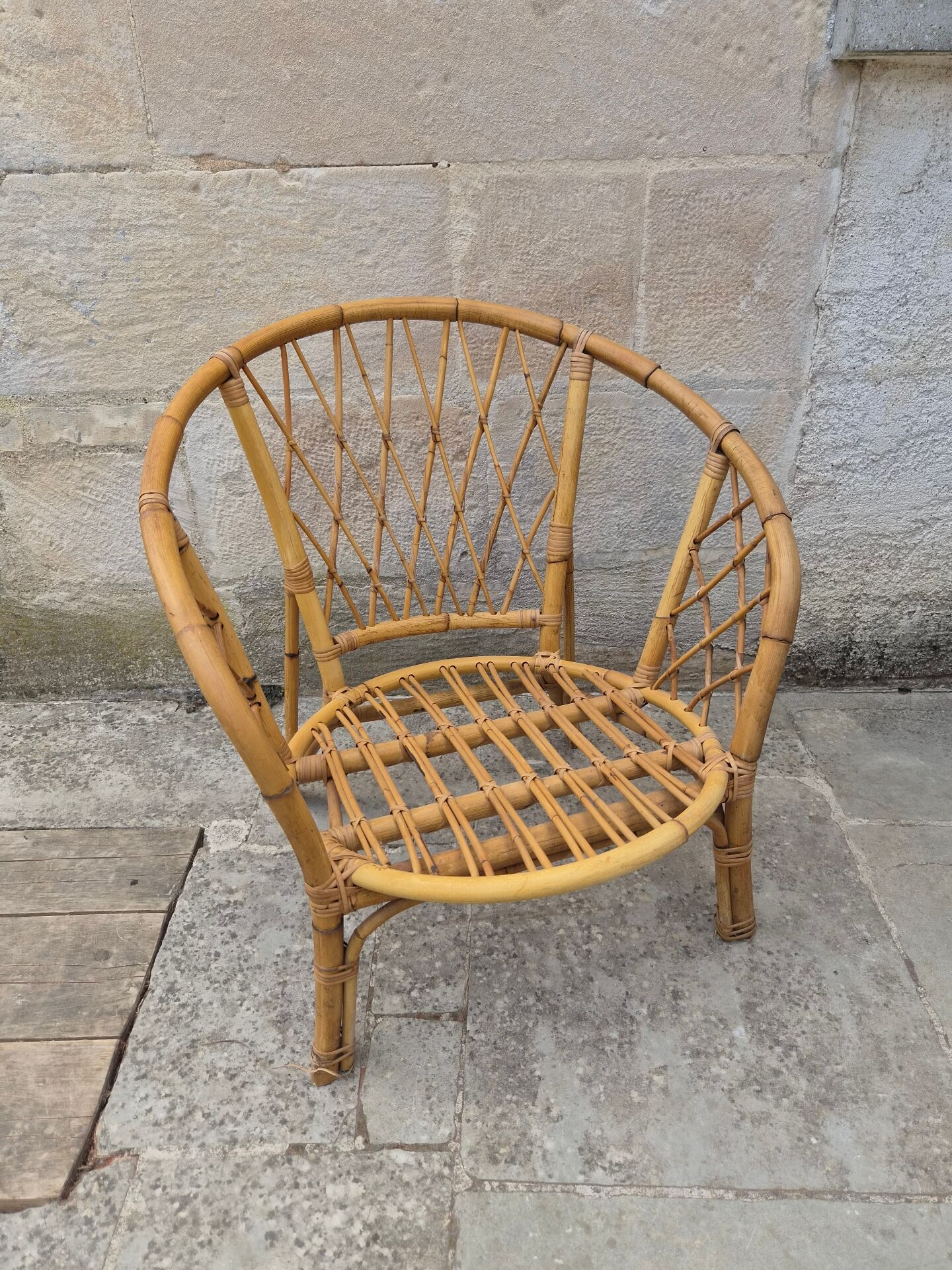 Salon de jardin Vintage en bambou et rotin - Années 60/70