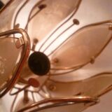 Vintage 70s tulip petal chandelier pendant light, gold plated and plexiglas