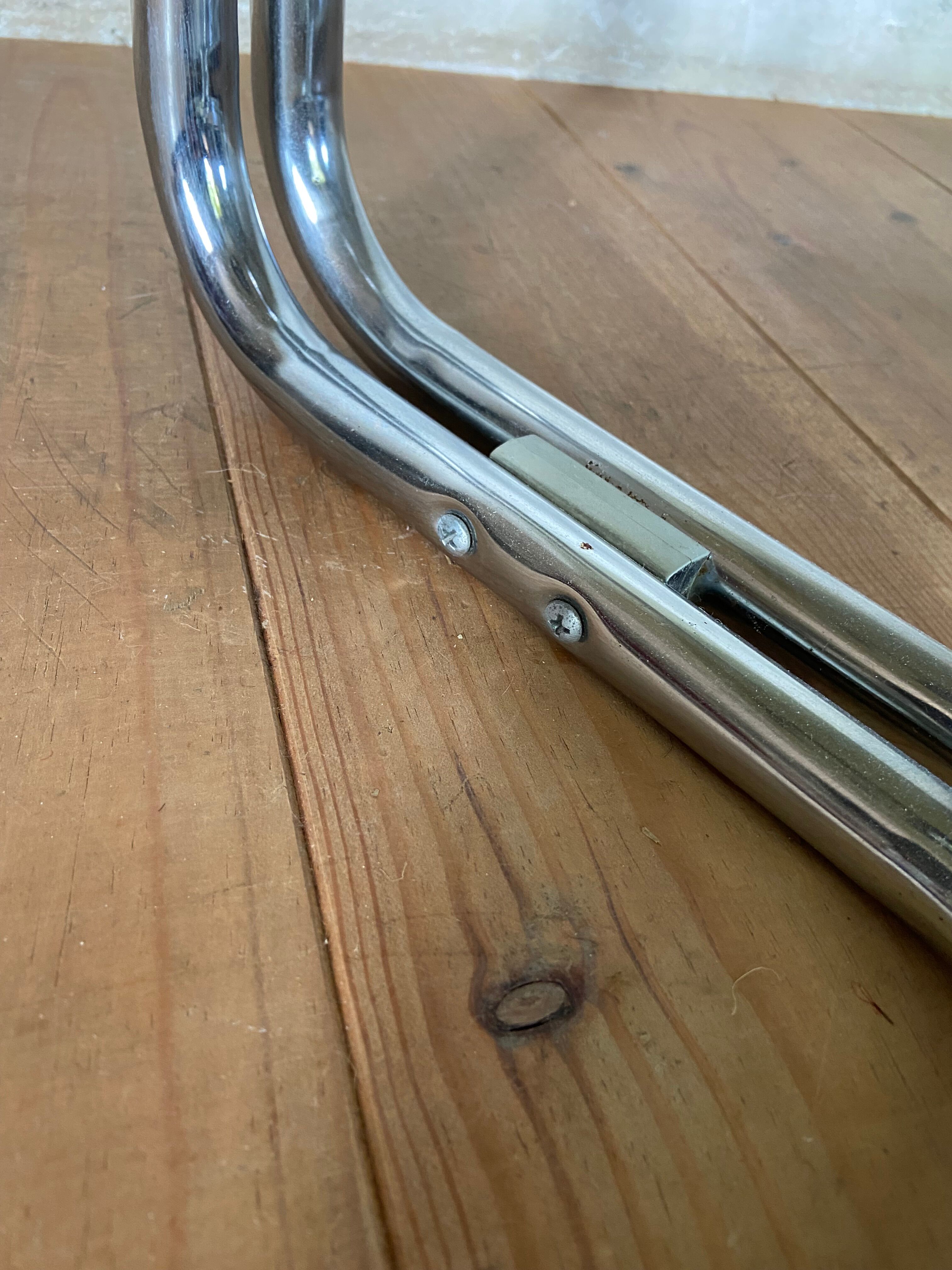 Coffee table chrome and smoked glass round 70s space age