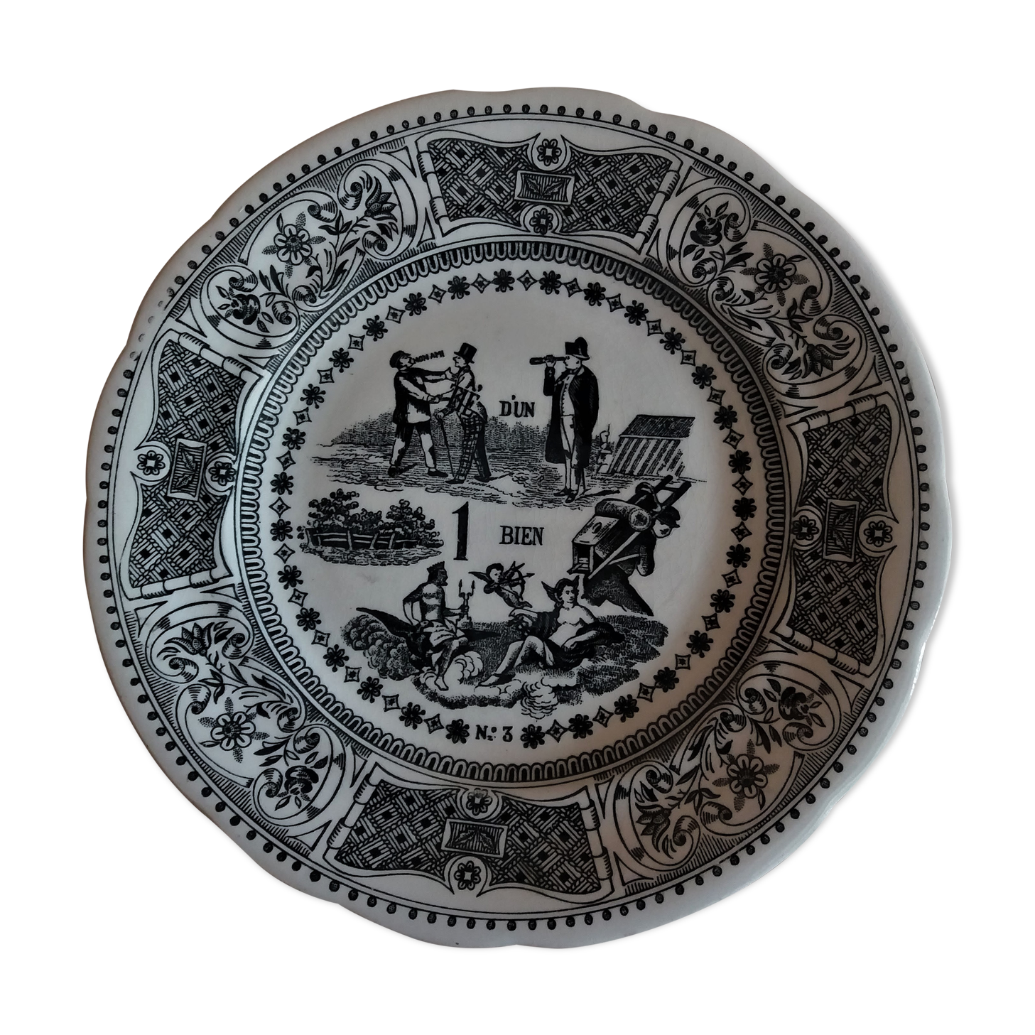 Gien earthenware rebus talking plate