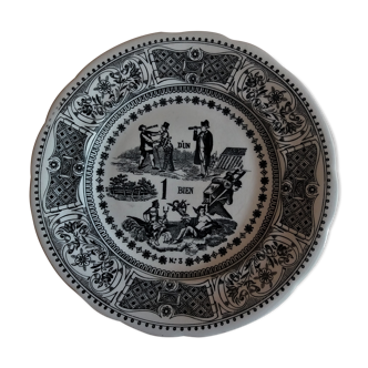 Gien earthenware rebus talking plate