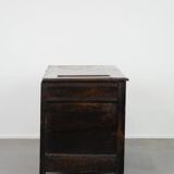 Large antique panelled English oak chest from the 18th century