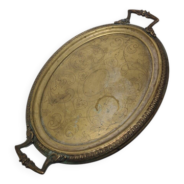 Antique Polish oval guilloché tray from Jarra, 1890s